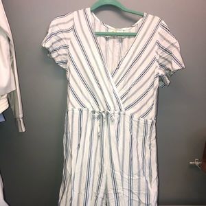 white and blue stripe jumpsuit